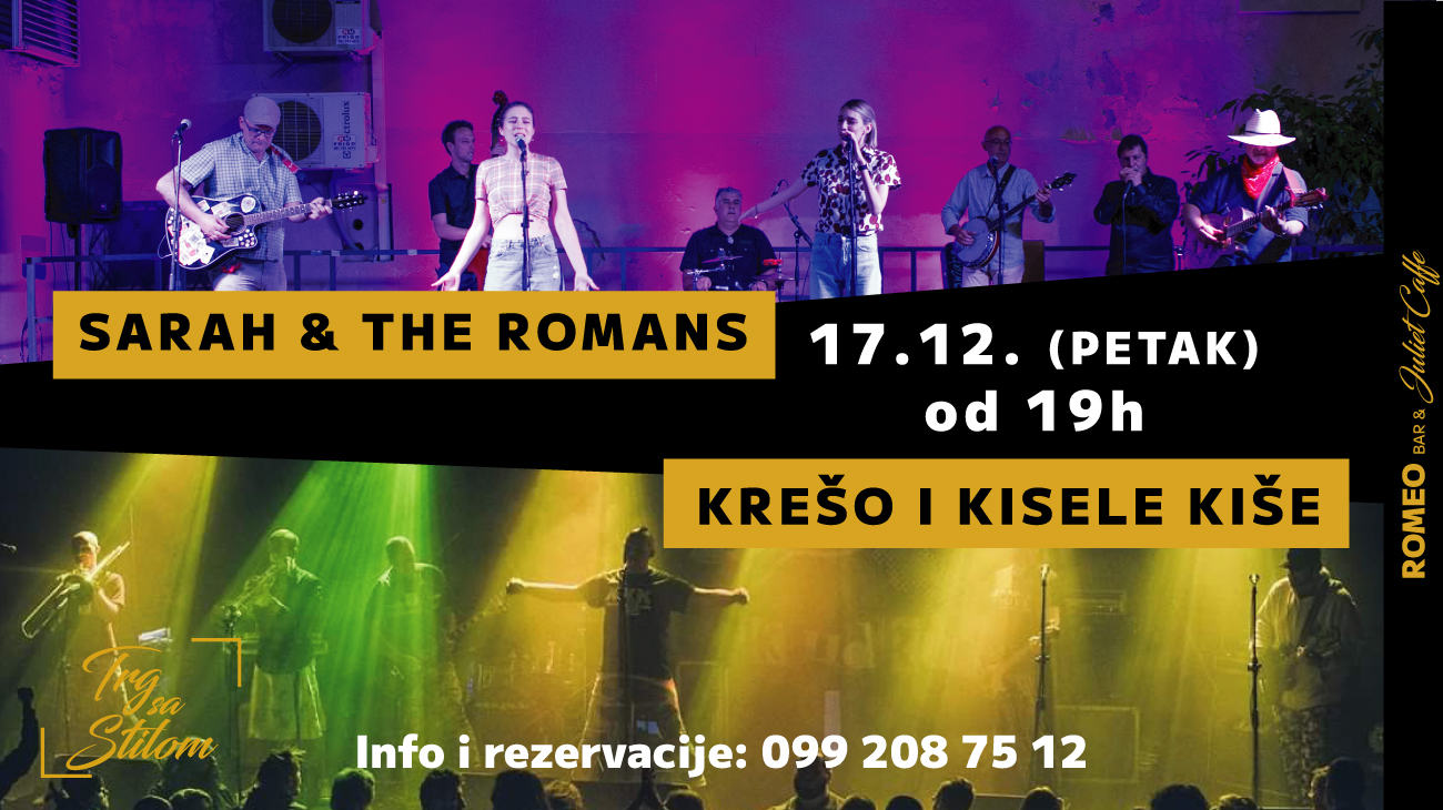 Na Trgu šišmiš u petak Sarah & The Romans i Krešo i kisele kiše