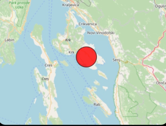 Potres na Krku magnitude 4.8 po Richteru