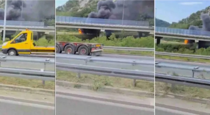 Zapalio se kamion kod čvora Draga na riječkoj obilaznici
