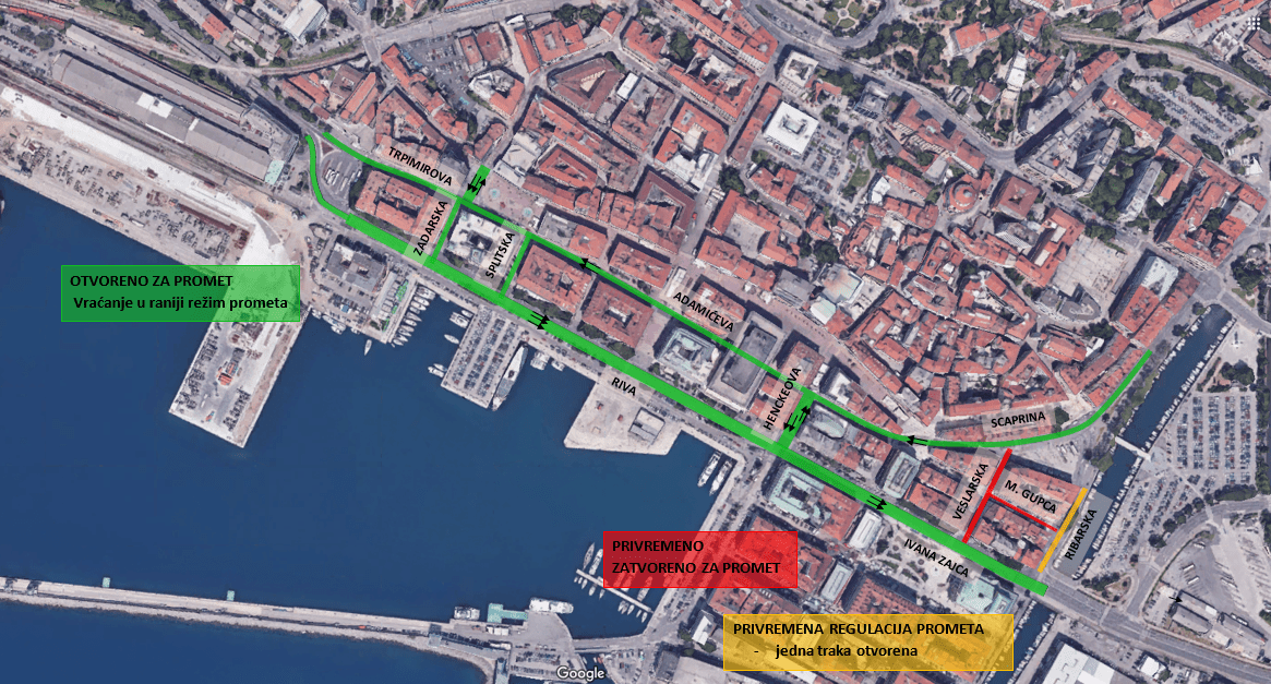 Od sutra u prometu Zadarska i Splitska ulica, a ulice Riva i I. Zajca u punom profilu