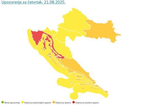 U četvrtak česti pljuskovi i grmljavina uz  jako jugo