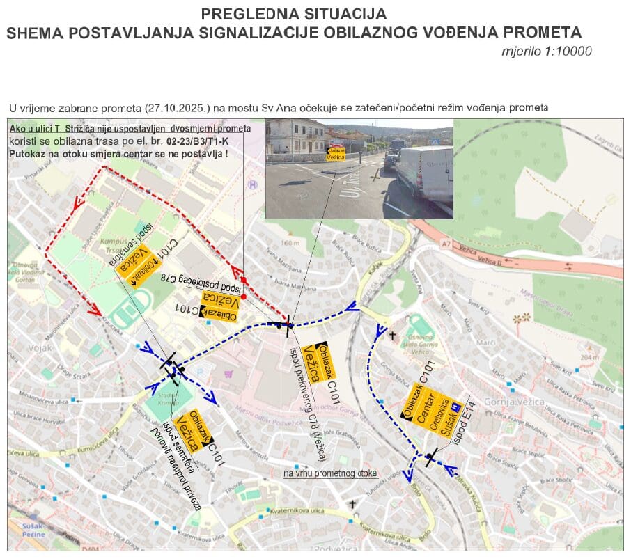 Obustava prometa na mostu Sv.Ana u noći s ponedjeljka na utorak