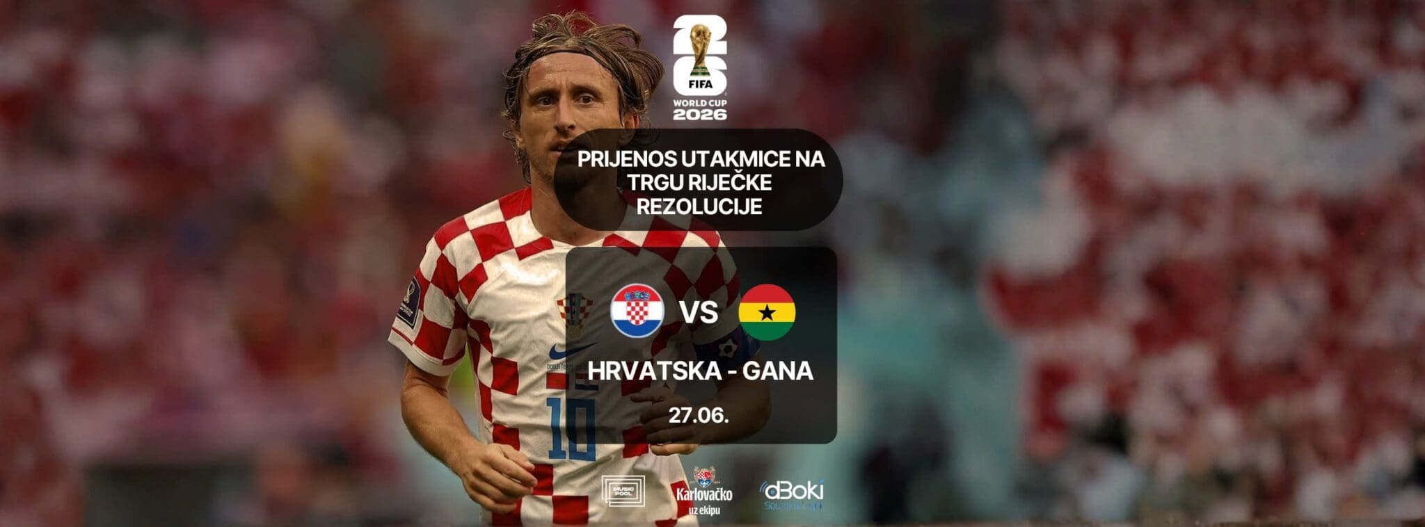 Prijenos utakmice Hrvatska – Gana na Trgu Riječke rezolucije